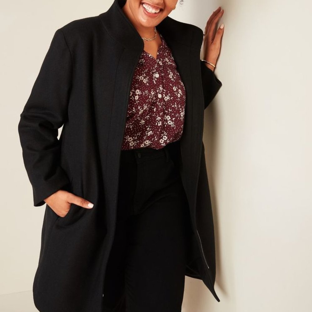 OLD NAVY Oversized Soft-Brushed Funnel Neck Plus Size Coat-1X